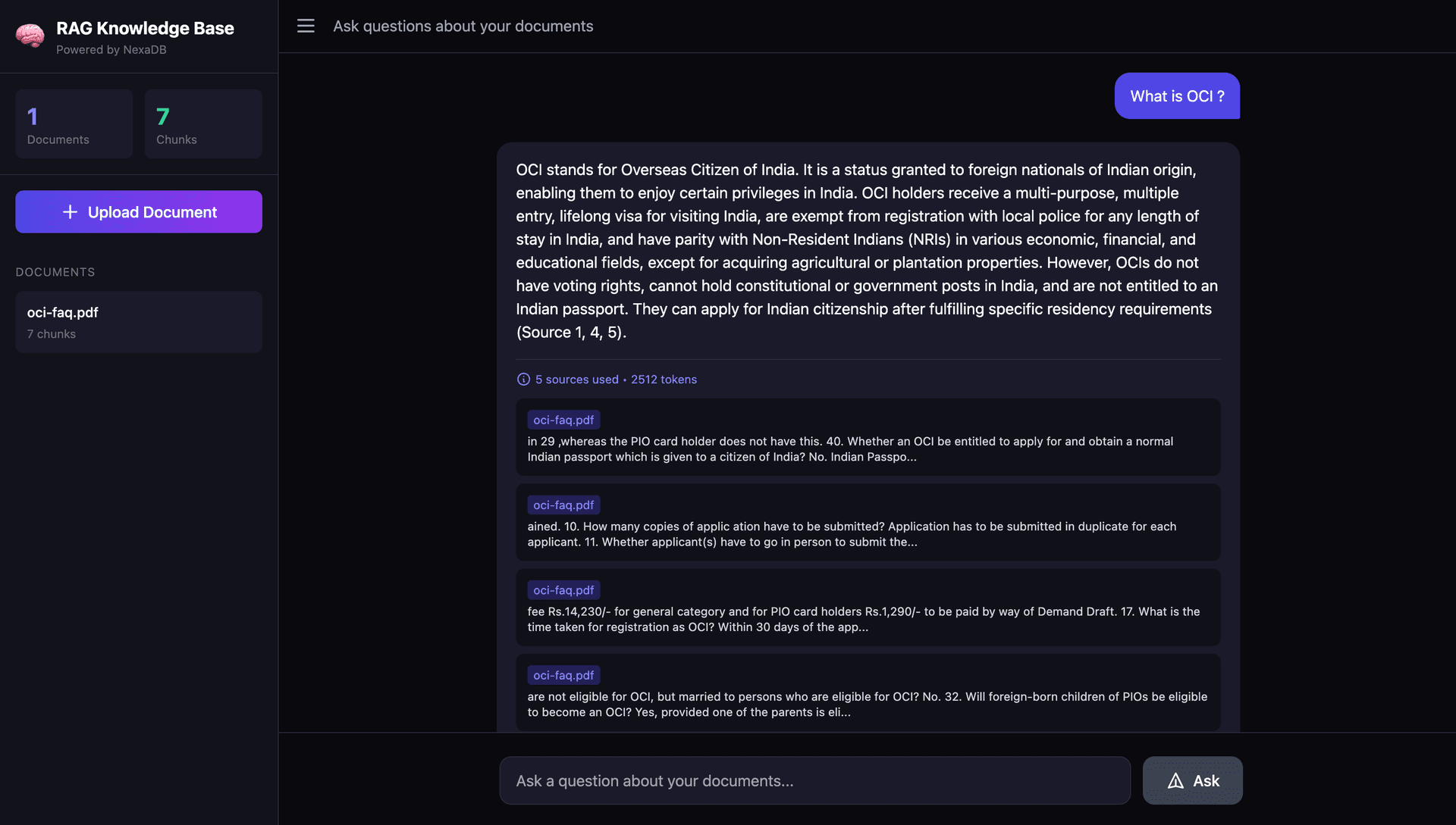 RAG Knowledge Base Screenshot